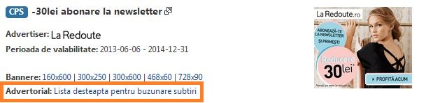 advertorial campanii in Profitshare 2.0